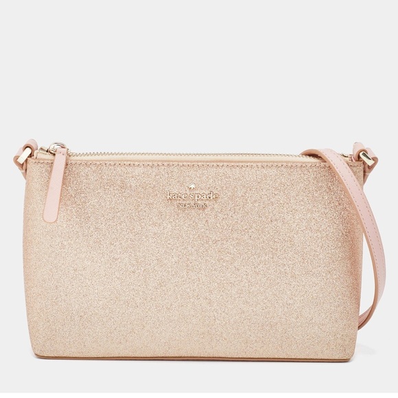 Rare Kate Spade New York Joeley Glitter Ramey Crossbody Bag - Rose Gold - Picture 1 of 8